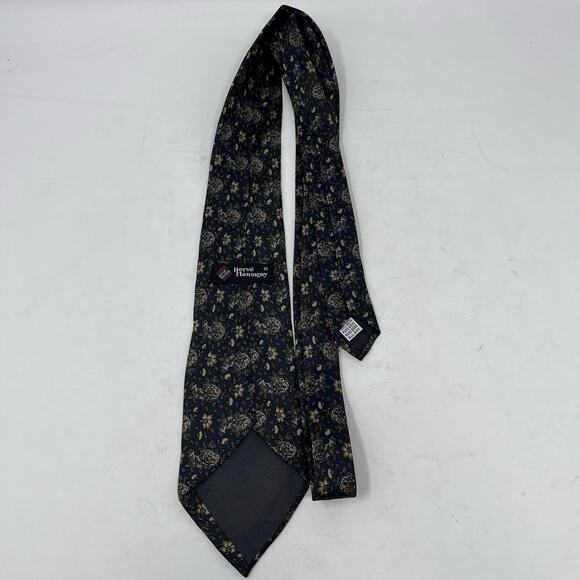 Vintage‎ Herve Monsigny 100% Silk Tie Blue Yellow Floral Print Designer Necktie - Picture 3 of 8